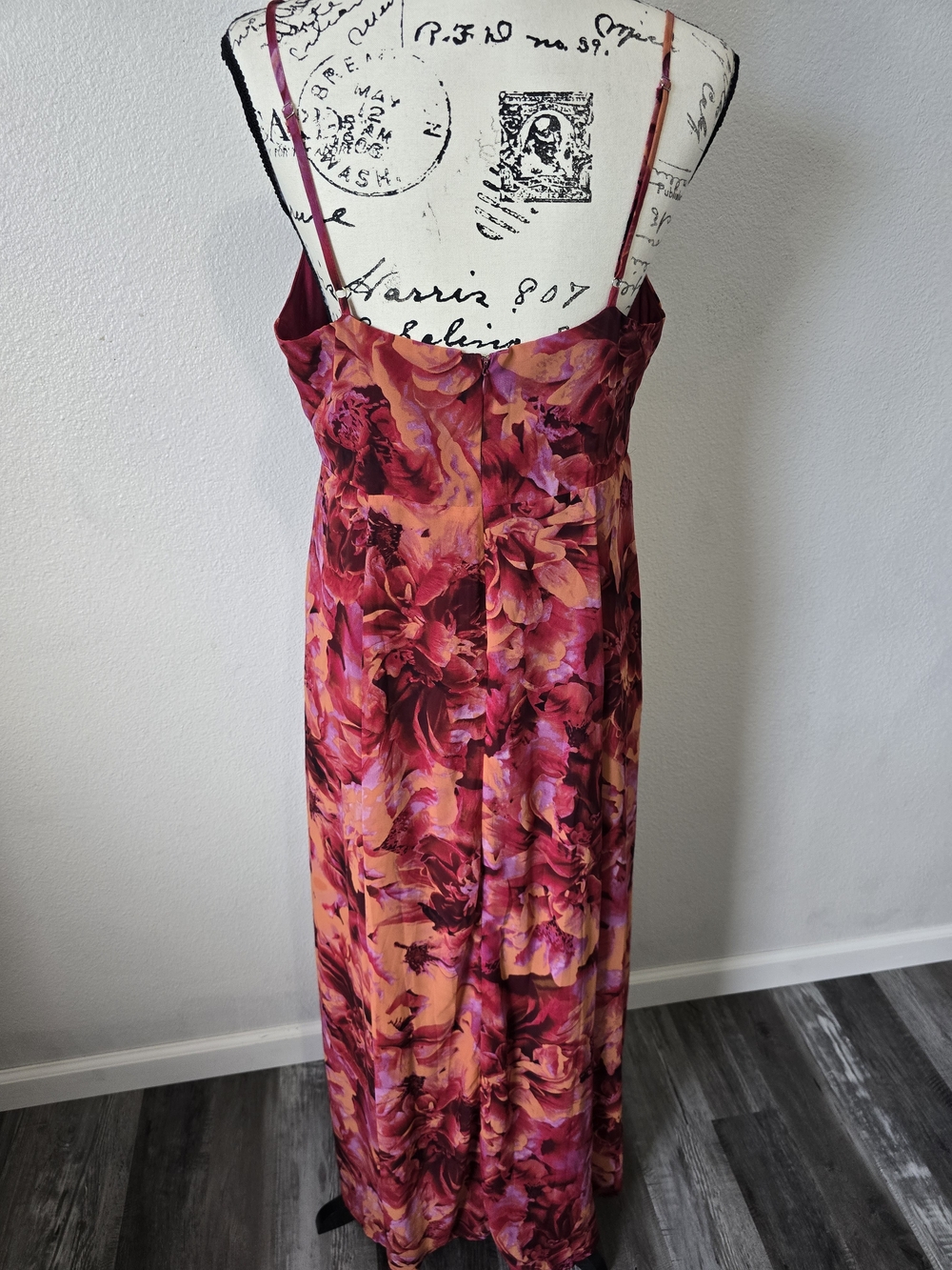 Lulus Beautiful Soul Burgundy Floral Print Twist-Front long Maxi Dress xl - Picture 4 of 12